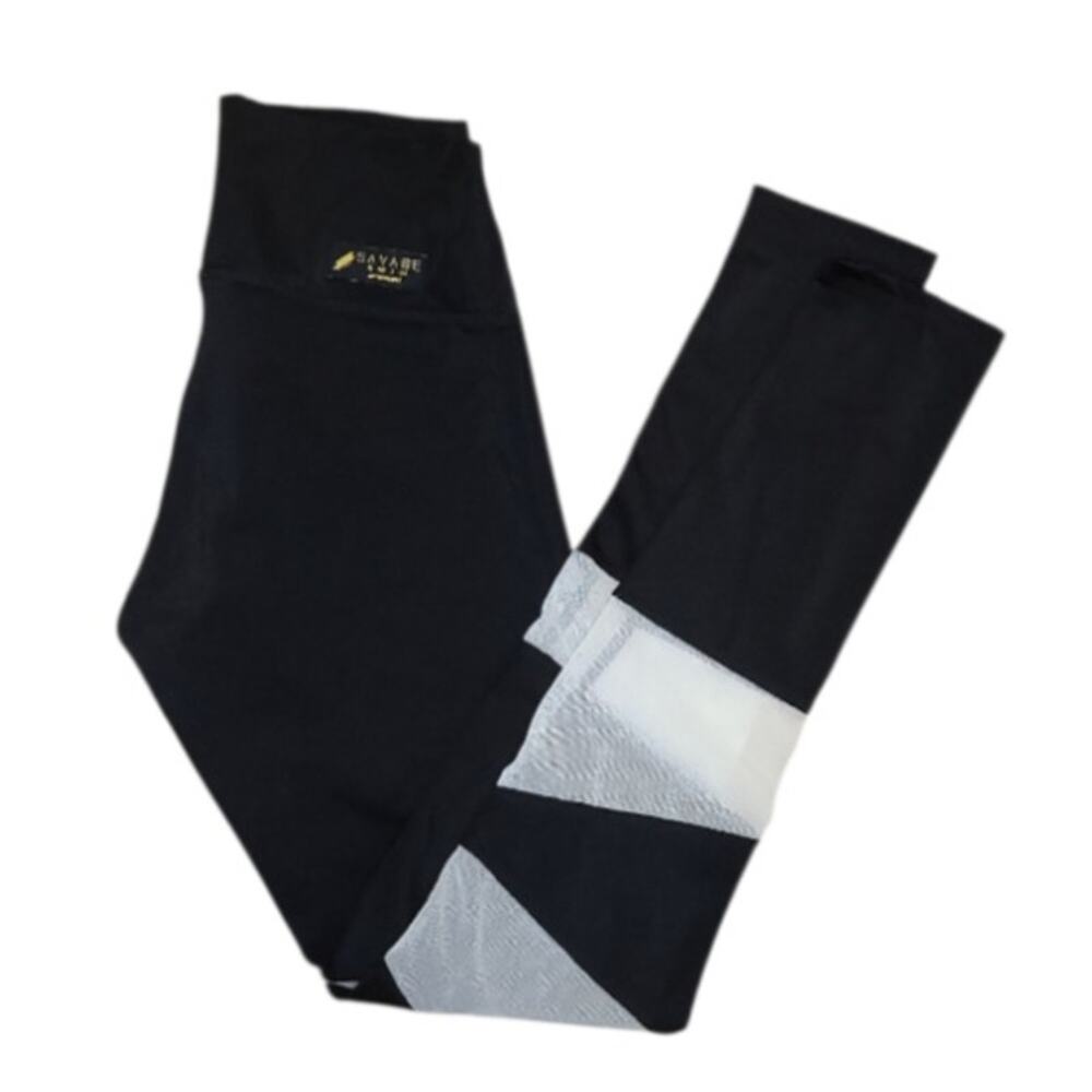 NWT Savage Swim Mid Rise Custom Mesh Inlay Leggings Sz M Black White Activewear